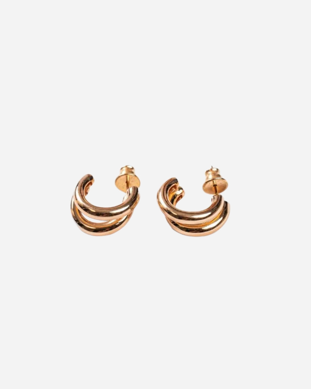 Brinco argola maciça dois aros gold