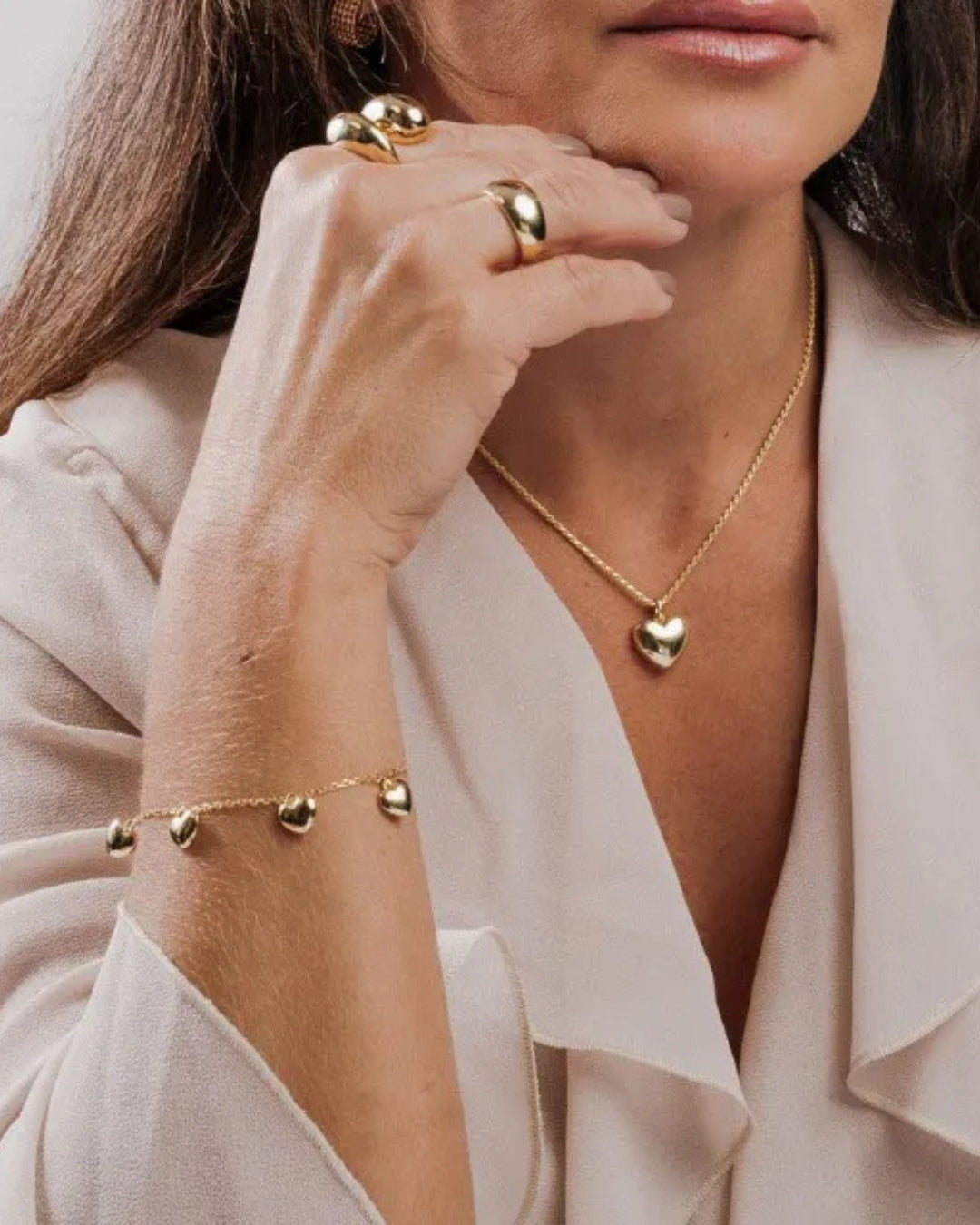Pulseira com 5 corações bold p925
