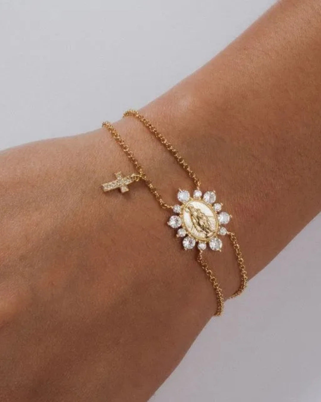 Pulseira com medalha de Nossa Senhora das Graças p925
