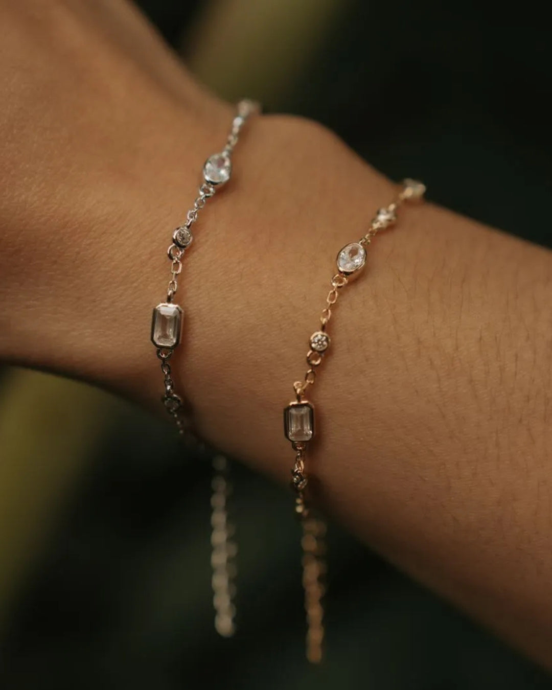 Pulseira com zircônias em formas geométricas p925